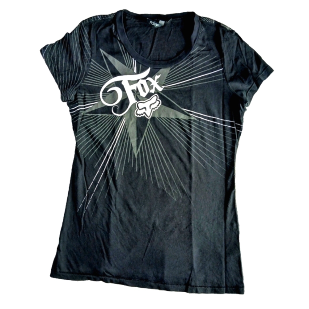 FOX Racing front and back full graphic crew neck tee shirt women's size large